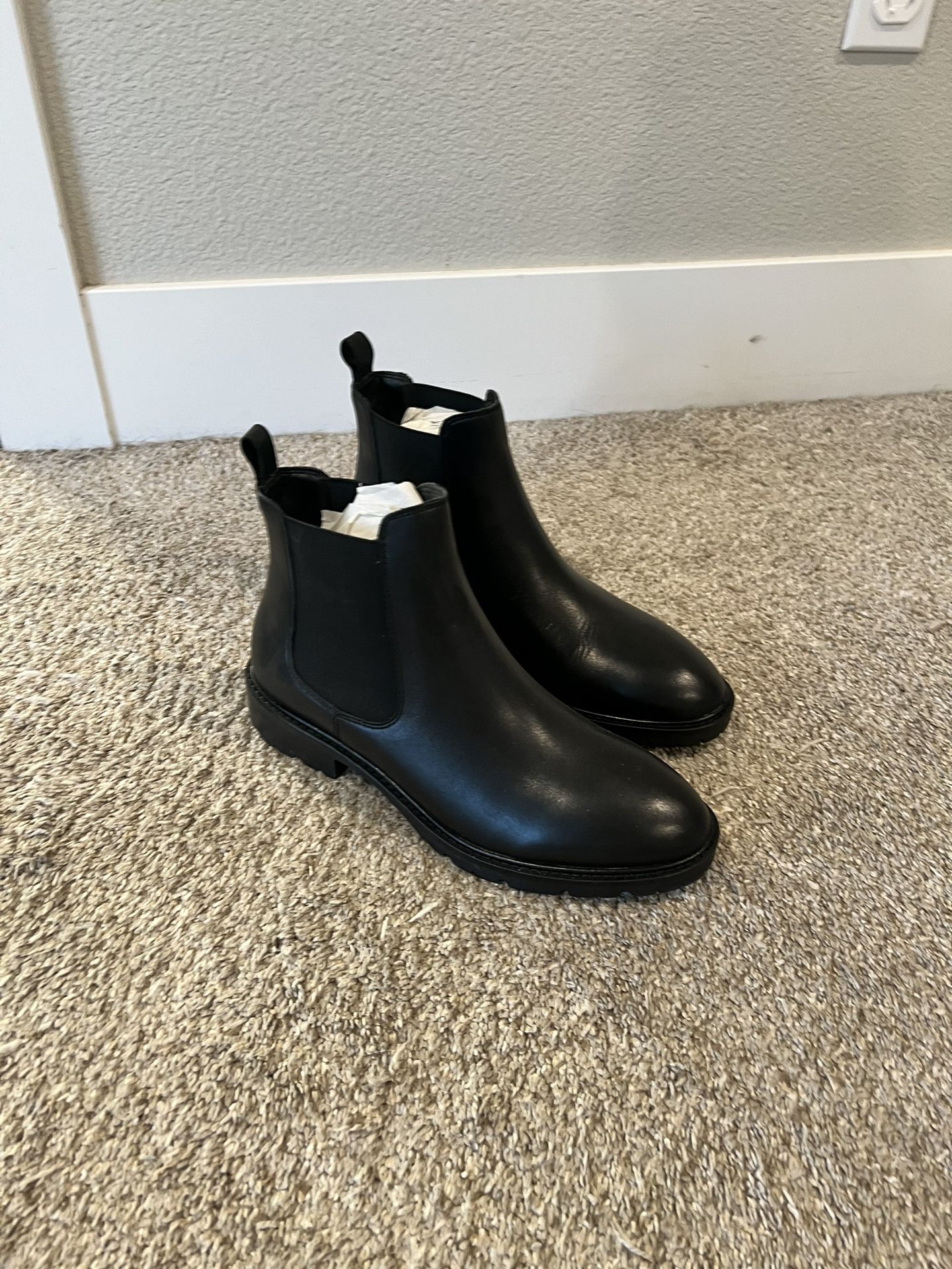 Brand New Leather Black Steve Madden Booties - Size 9