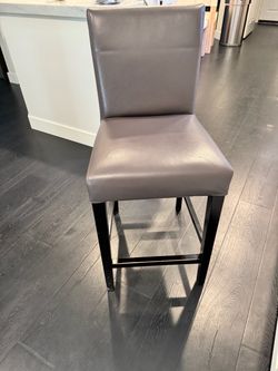 Crate and Barrel Gray Faux Leather counter Height Bar Stool