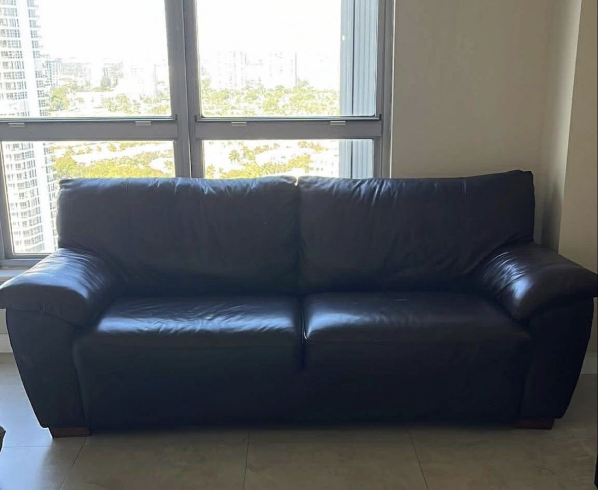 Sofa Bed Coffee Real Leather