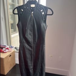 Real Leather Black Jitrois Zipper Dress 