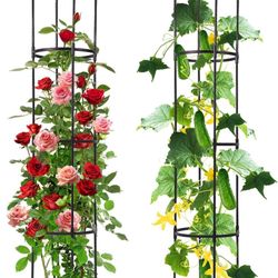 Garden Trellis for Climbing Plants Outdoor, 2 Pack 6ft Tall Plant Support for Potted Plants Climbing Vine Rose Clematis Vegetable Cucumber, Garden Obe