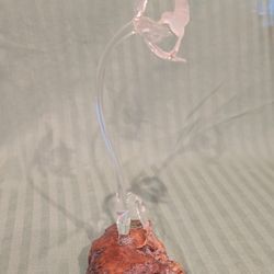 Glass Hummingbird With Flower 