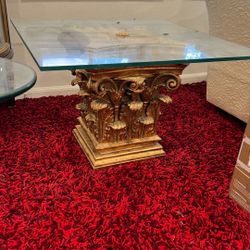 Vintage 1970 coffee table with glass top