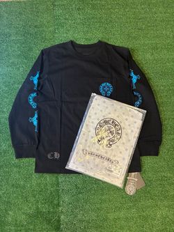 Men’s chrome heart black and blue long sleeve XL