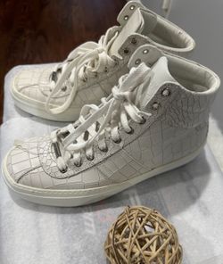 New Jimmy Choo White Crocodile Leather Hightop Sneakers - Mens size 7.5  Fashion Sneakers