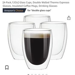 Glass Thermal Cups, Set Of 4