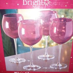  Brand New Make The Season Bright Wine Glasses Set Of 4 