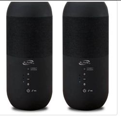 iLive Indoor Outdoor IPX6 Waterproof Bluetooth Wireless Speakers with Removable Stakes in Black (Set of 2)