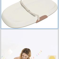 Skip Hop Baby Changing Pad Nursery Style Wipe-Clean Contoured with Cushioned Foam, Non-Skid Base, Built-in Safety Belt & Tuck-Away Toy Bar Fits Standa