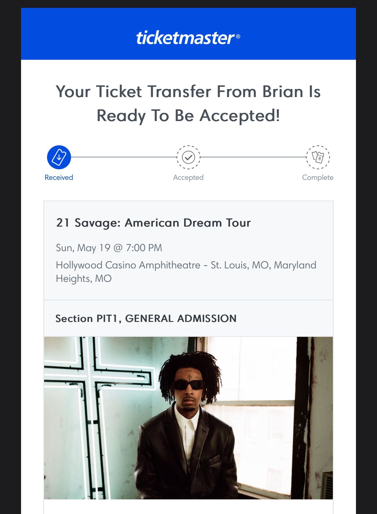 21 Savage Pit Tickets. MaryLand Heights, MO