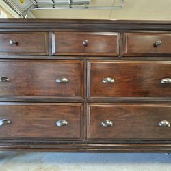 Seven Drawer Dresser with Framed Mirror – Solid Cherry Wood