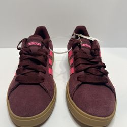 Adidas Woman’s Grand Court Base 00 Burgundy Pink Canvas Sneaker
