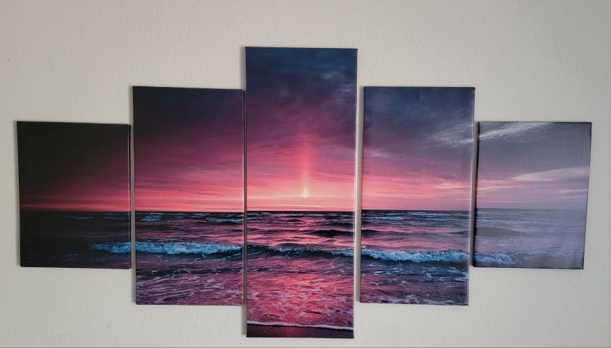 π
5-Piece Red Sunset Ocean Canvas Wall Art β Bold Seascape for Modern Spaces! πΌοΈ