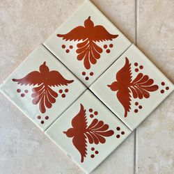 Set Of 4 Authentic 4-inch Mexican Tiles