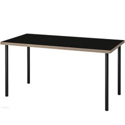 Ikea Linnmon Desk Table Top Black And Brown 59 x 29.5 And Four Black Adils Legs