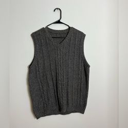 Vintage Cable Knit Sweater Vest Salt & Pepper Sz L