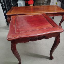 Elegant Red Wood Coffee Table Set – Vintage Charm
