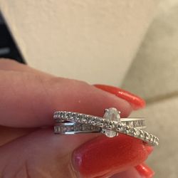 Swarovski Hyperbola ring, Mixed cuts, Clear, Rhodium Finish