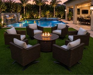 Patio furniture set with huge fire pit