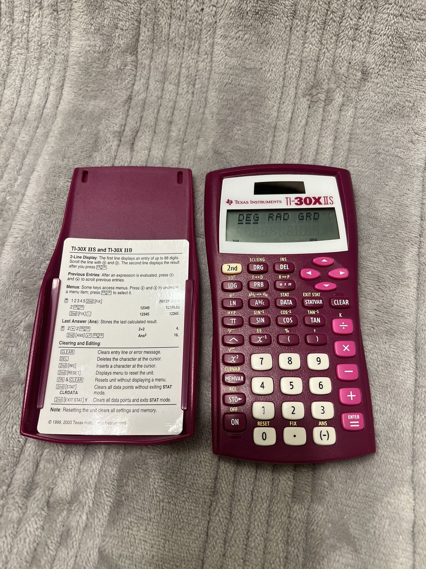 Texas Instruments TI-30X IIS Scientific Calculator Pink with Instructions