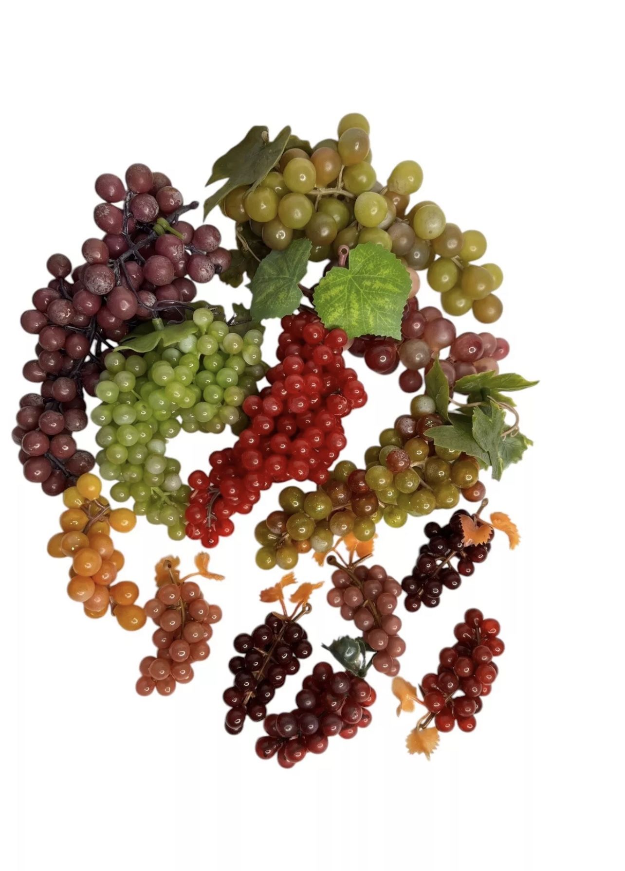 MCM 13 Pc Vintage Faux Artificial Fruit Grapes Plastic Display Decor Rubber 1970’s