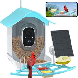 Bird Feeder with Camera, Smart AI Bird Breed Recognition, 1080P Bird Watching Camera with Solar Panel, Auto Capture Bird Videos & Instant Notification