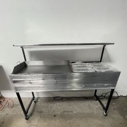 Plancha De 36” Con 6 Charolas Baño María Y Repisa | Incluye Manguera Con Regulador