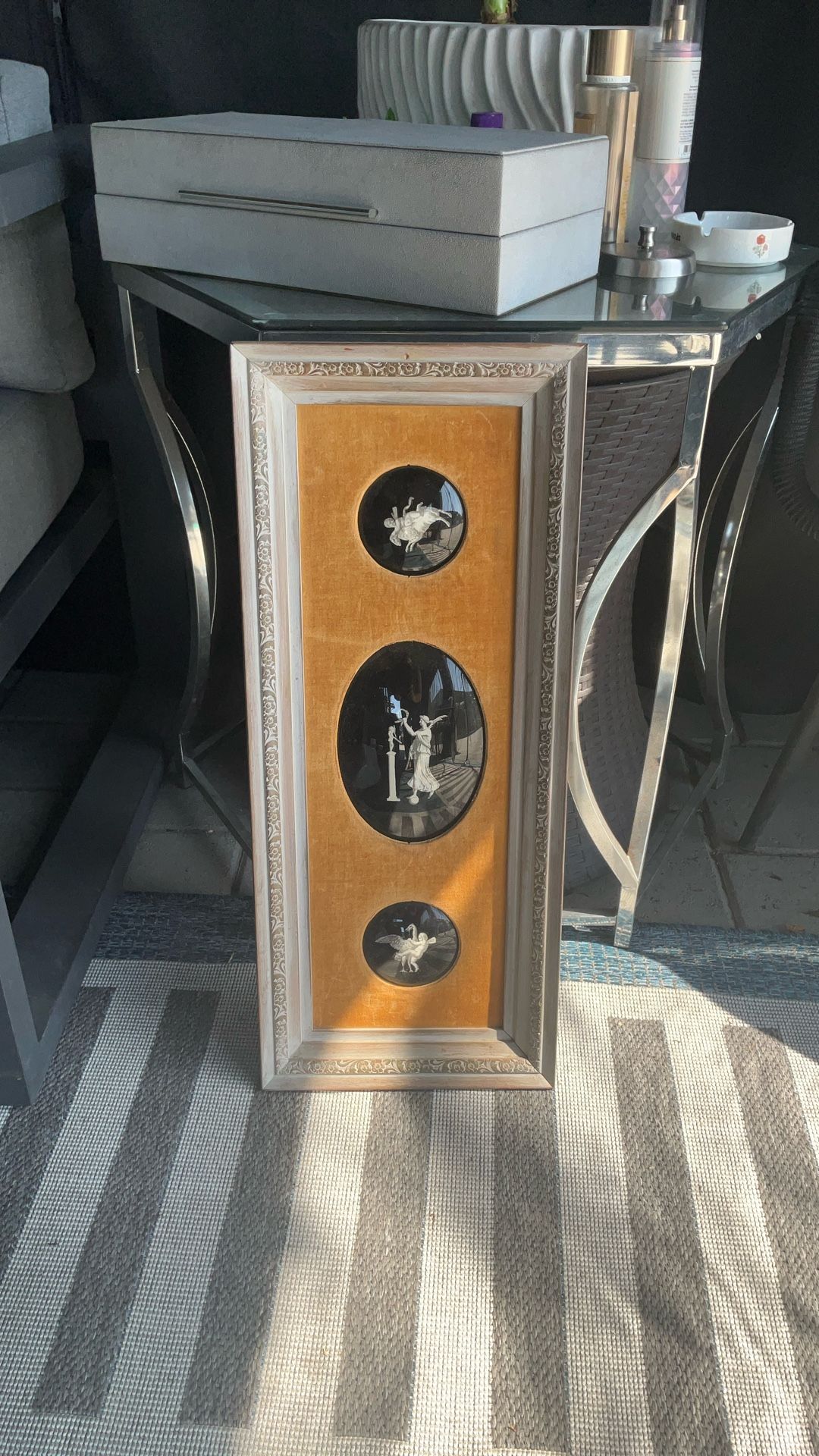 Gold and black tone Greek Goddess Relief Wall Art Panel 21.7x8.5"