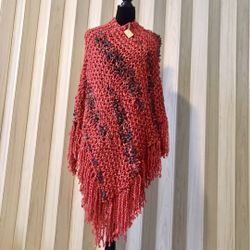 HAND KNITTED PONCHO, LIGHT & WARM