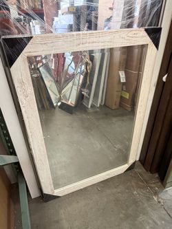 41x30 White Farmhouse Mirror