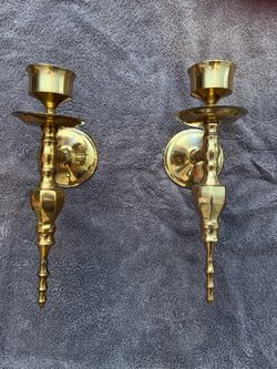 Brass Wall Candle Sconces Set of 2