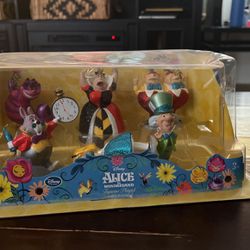 Disney Store Alice In Wonderland Figurine Playset Cake Topper 6 Piece 