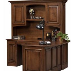 Amish Tuscan Classic Corner L Desk with Optional Hutch Top

