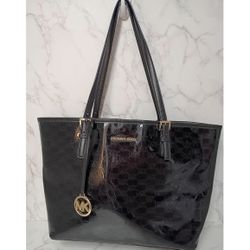 Michael Kors Black Patent Leather Tote Bag Purse