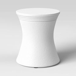 White Faux Stone Patio Accent Table - Threshold designed with Studio McGee