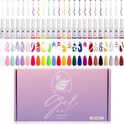 Gel Liner Nail Art Set 24 Colors, Gel Polish for Swirl Nails Gel Art Paint, Soak Off Built-in Thin Nail Brush for DIY Design