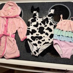 Girls Size 6-9M Swimsuits And Robe