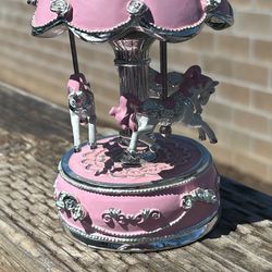 Exquisite World's Fair Style Pink Animated Musical Carousel 