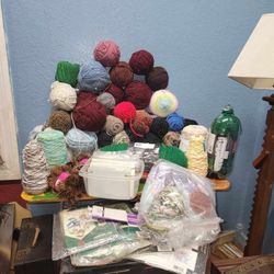 Lot Of Yarn And Cross Stitxh