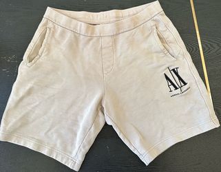 Armani Exchange A|X Men’s Beige Logo Sweat Shorts – Soft Cotton Lounge Shorts XL