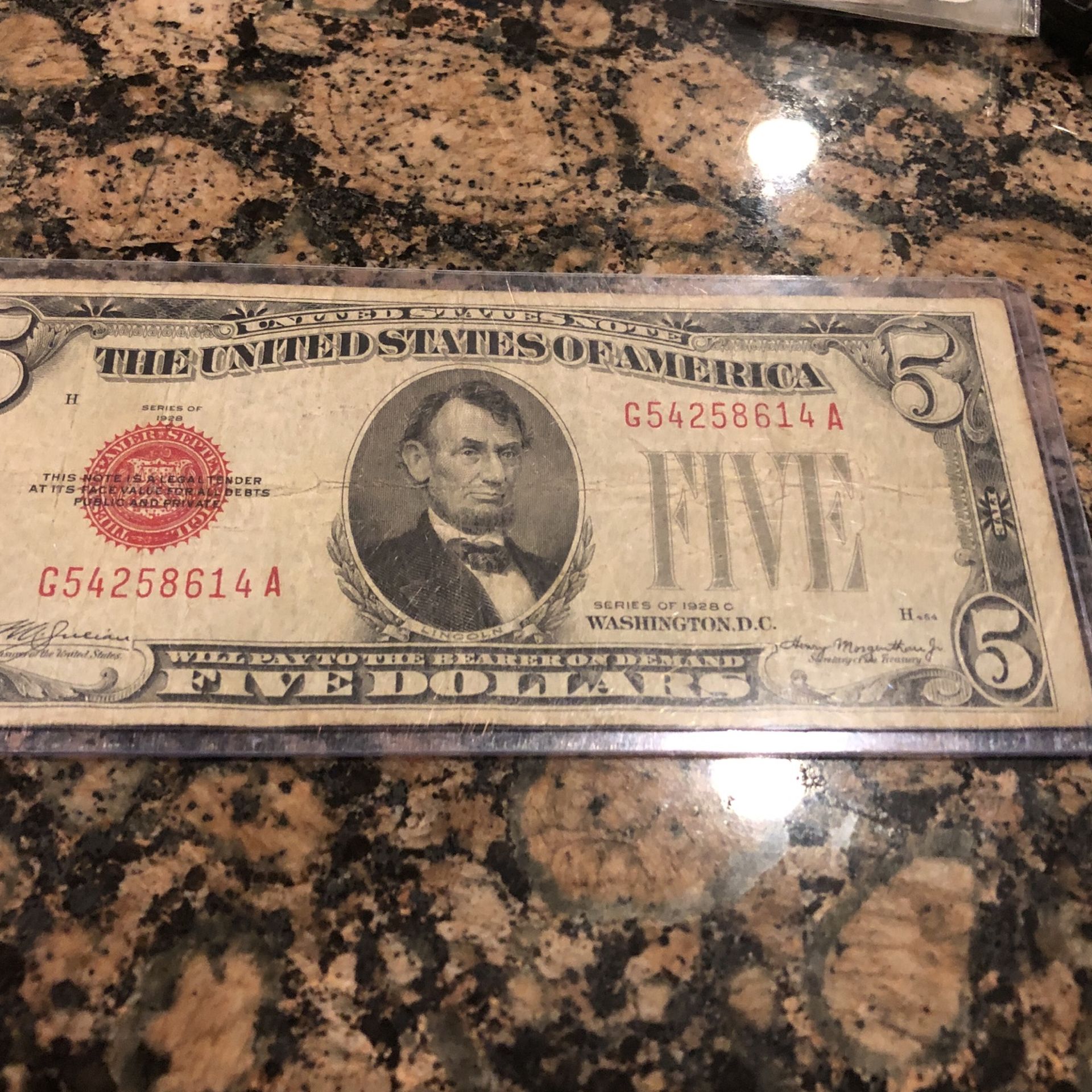 Vintage 1928 Red Seal Currency