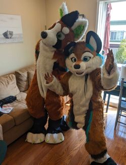 Fursuit (the one with green ears)