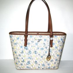 MICHAEL KORS JET SET CHARM MEDIUM CARRYALL TOTE MK Logo Vanilla/Lugg Floral