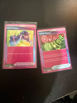 Hero’s Cape, Unfair Stanp, Mist Energy’s and Play! Pokemon stamped energy’s