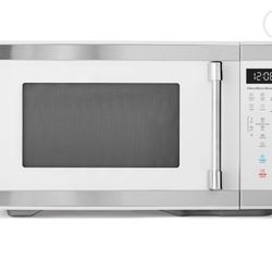 Hamilton Beach 1.1 Cu ft Countertop Microwave Oven, White and Stainless Steel