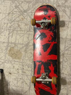 Complete Skateboard Red and Black Graphic