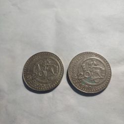 Mexico $20.00 X 2 Coin 1980 Nice 
