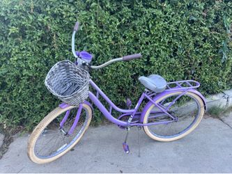 Charleston Beach Cruiser 26 Inch Wheels, Whitewall  Tires, With Large Front Basket and Beverage Holder
