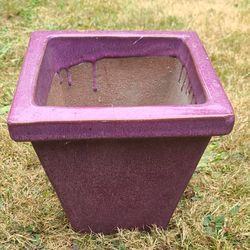 Cute Square Purple Flower Pot 