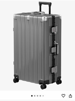 New 28-Inch Zipperless Aluminum Frame Suitcase-Gray